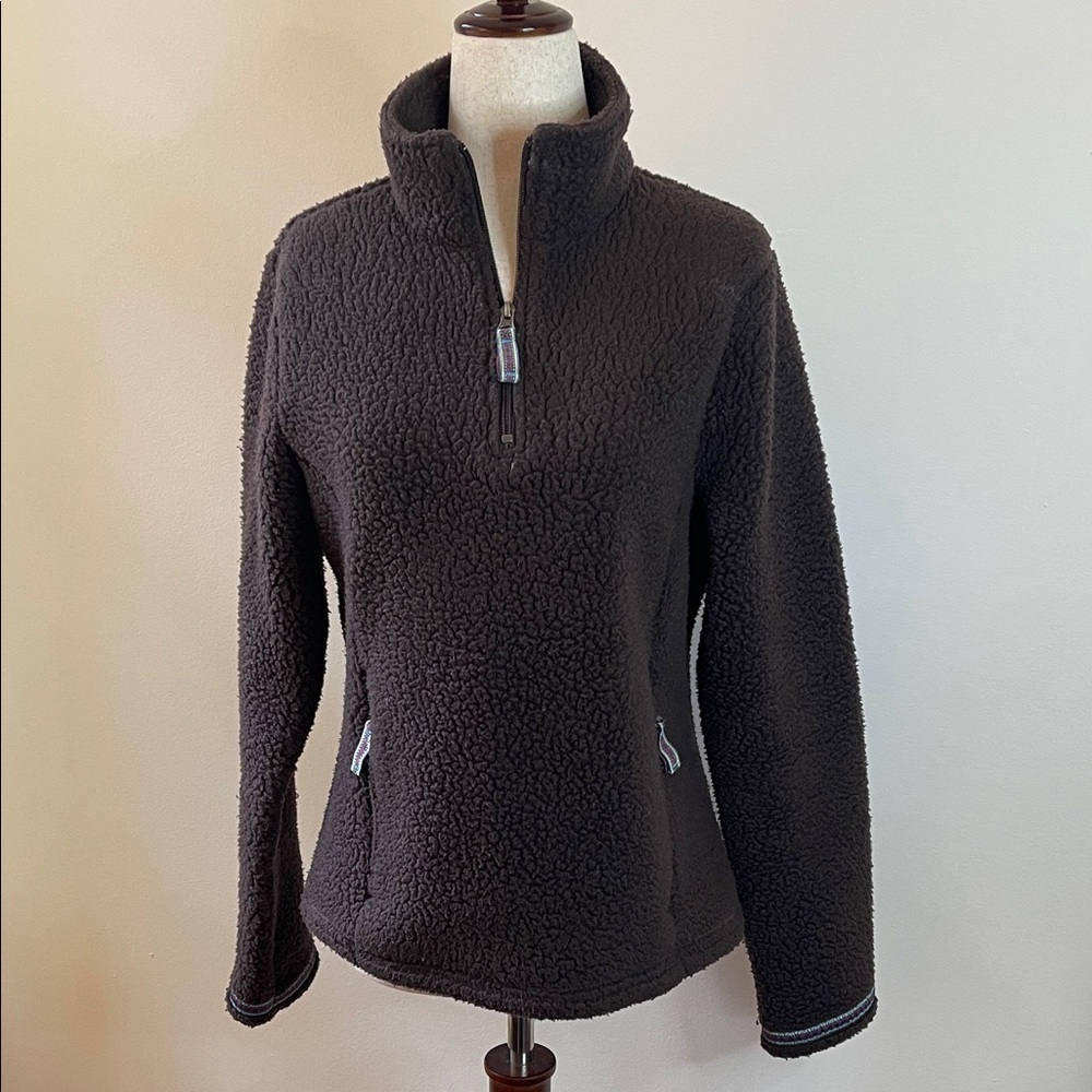 LL Bean Polartec Cabincore Fleece Quarter Zip Brown Pullover S-REG Outdoor